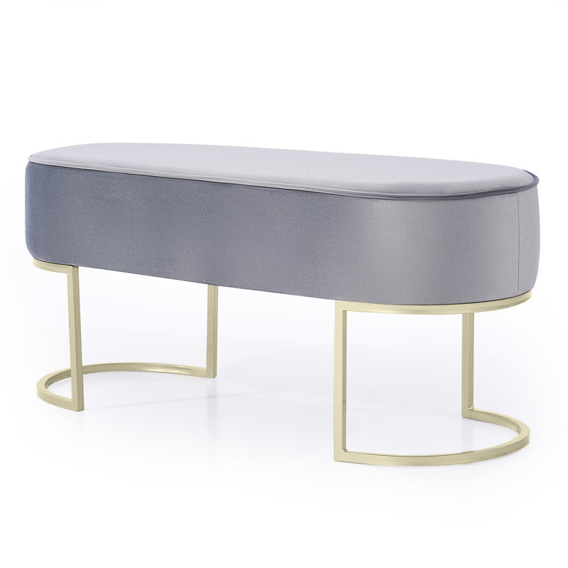 Banc rembourré en velours Shante, gris