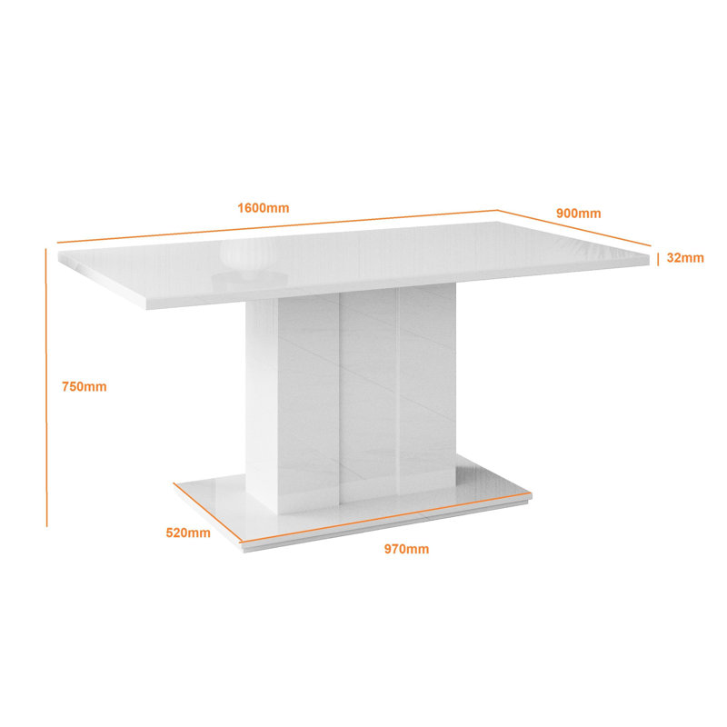 Dining Table Reider, High-gloss white