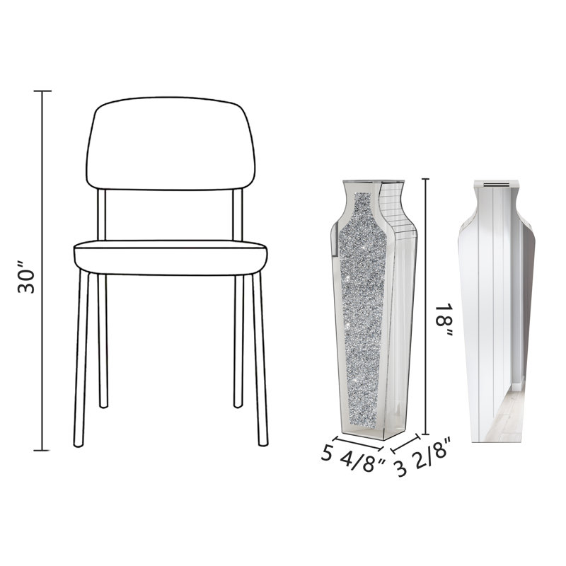 DeGrailly Crystal Glass Floor Vase, 18.11" H x 5.43" W x 3.23" D