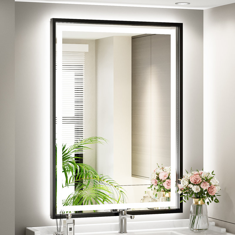 LED Bathroom Mirror With Lights, Frontlit & Backlit Lighted Bathroom Mirror with Anti Fog, Lighted Wall Mirrors,3 Colors Temperature,Dimmable