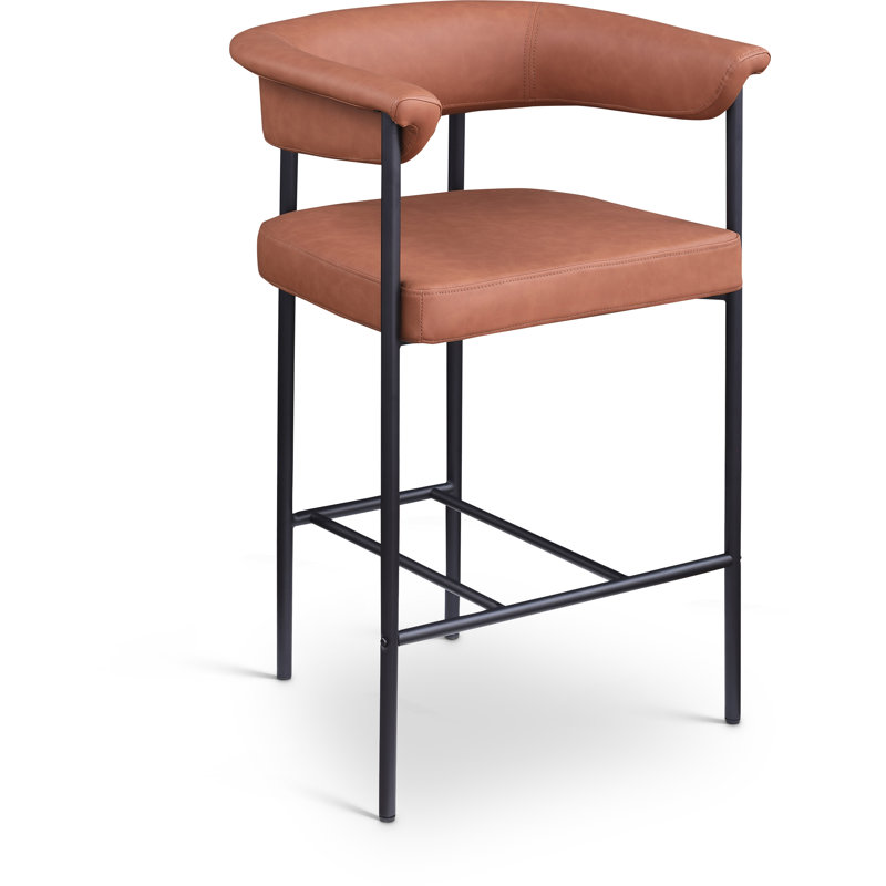 Malin Vegan Leather Counter Stool, Cognac Vegan Leather
