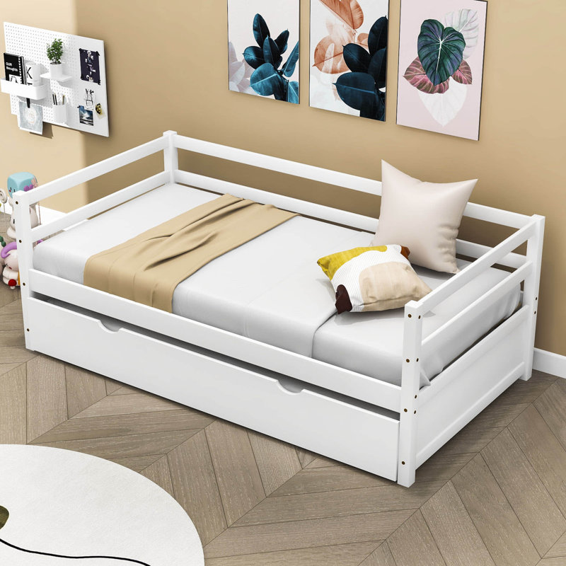 Dystiny Twin Size Wood Daybed with Twin Size Trundle, White