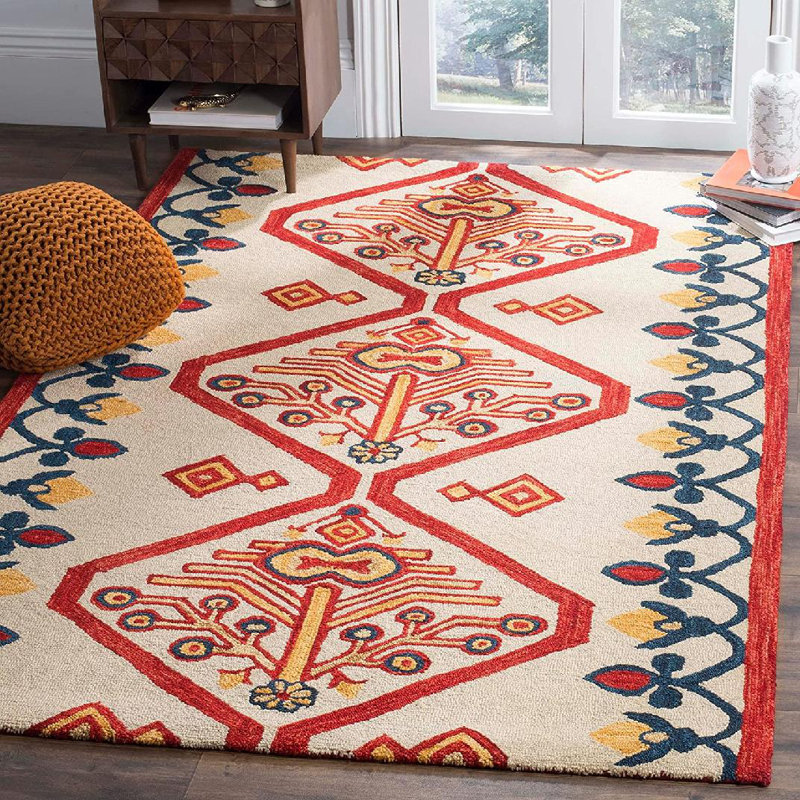 Vahakn Hand Tufted Wool Southwestern Rug, Rectangle 4' x 6'