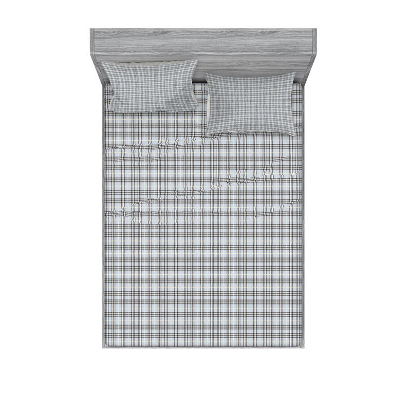 Ensemble de draps à carreaux, Ensemble de draps pour lit double avec un drap-hou