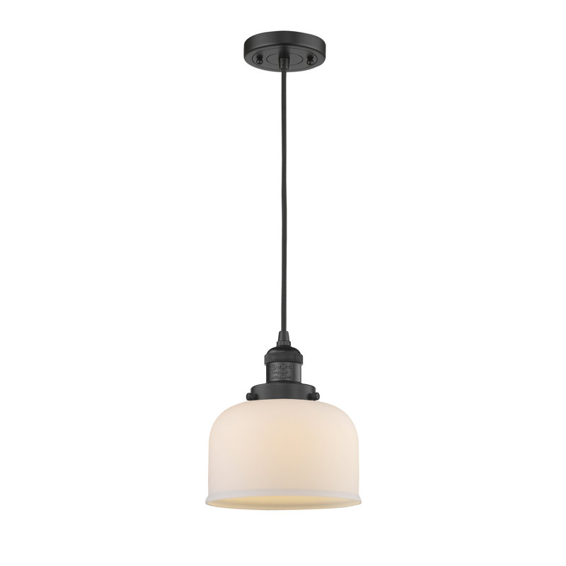 Luminaire suspendu en forme de cloche à 1 lumière Metropole, Noir mat, Ampoule non incluse, Blanc mat