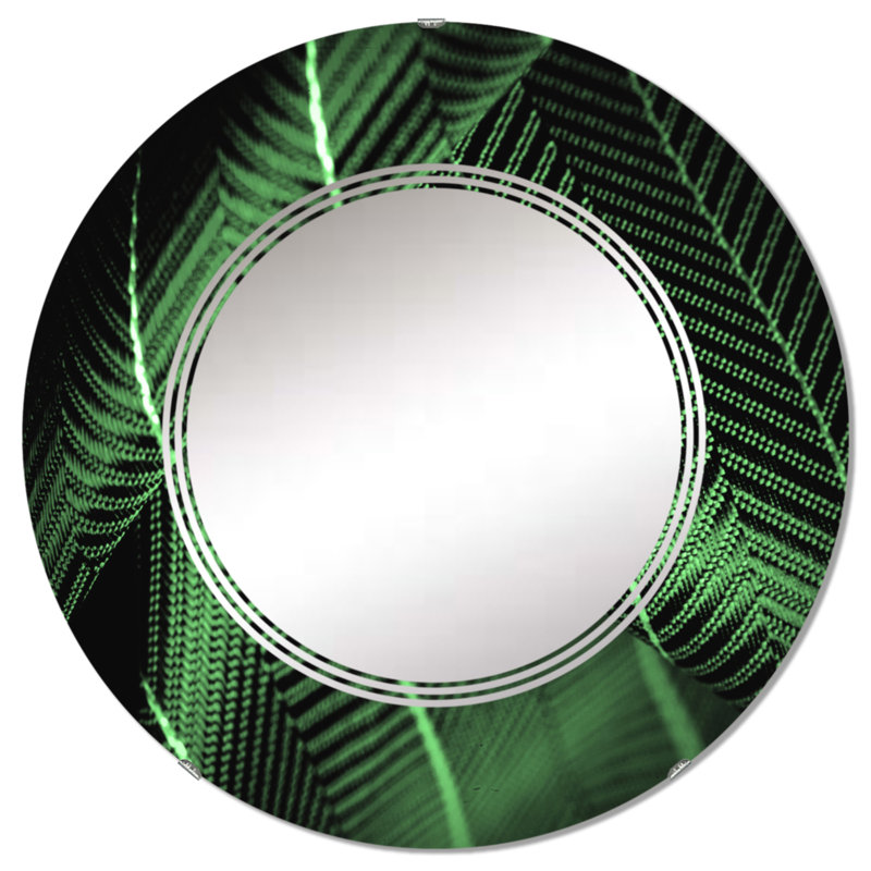 Tissu en soie vert foncé avec miroir mural, 24 po x 24 po