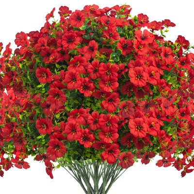 Fleurs artificielles artificielles pour la décoration printanière extérieure, 16 faisceaux en fausse soie colorée résistante aux rayons UV réaliste pour l'extérieur porche patio maison jardin jardinières pots de fleurs 