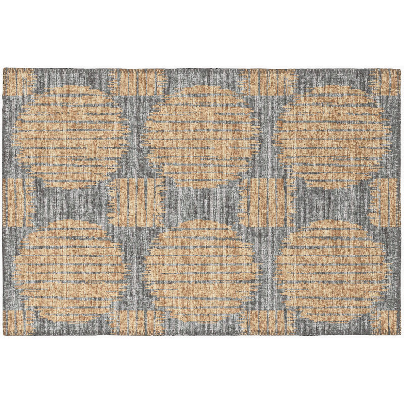 Tapis doré / gris Volkard, Rectangle 5 pi x 7 pi 6 po