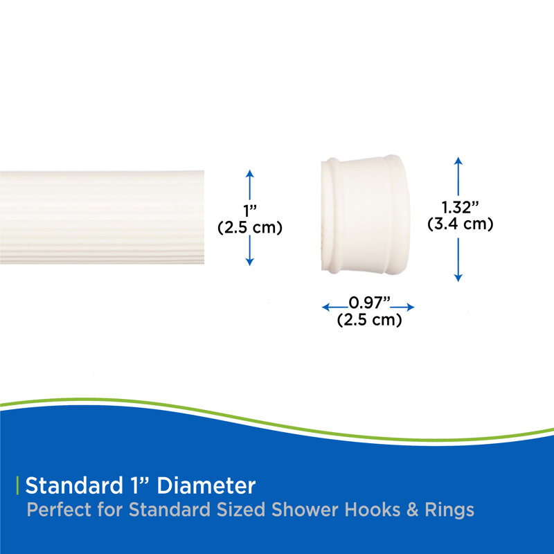 White Adjustable Steel Spring Tension Shower Rod, 24-38 Inches
