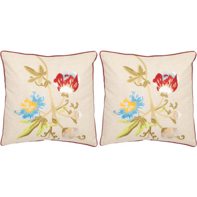 Embroidered Reversible Throw Pillow