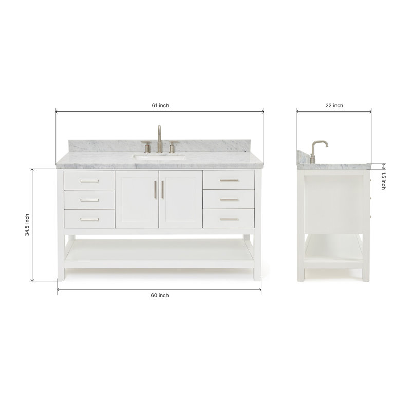 Magnolia Bath Vanity Rectangular Basin S061SCWRV, White