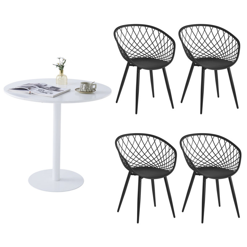 4 - Person Dining Set, White/Black