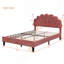 Lit plateforme double tapissier pleine grandeur avec tête de lit en velours à motif floral, rouge pâte de haricots-1569427146-1569427147