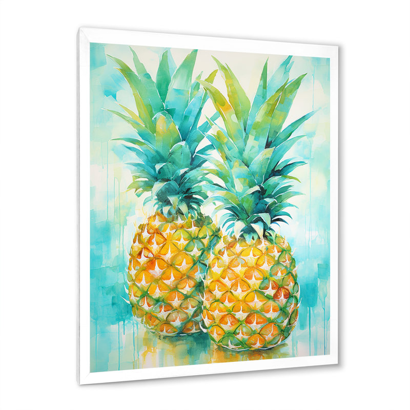 «Exotic Pineapple Oasis III», reproduction sur toile, Cadre photo blanc, H 32 po x l 16 po x P 1 po