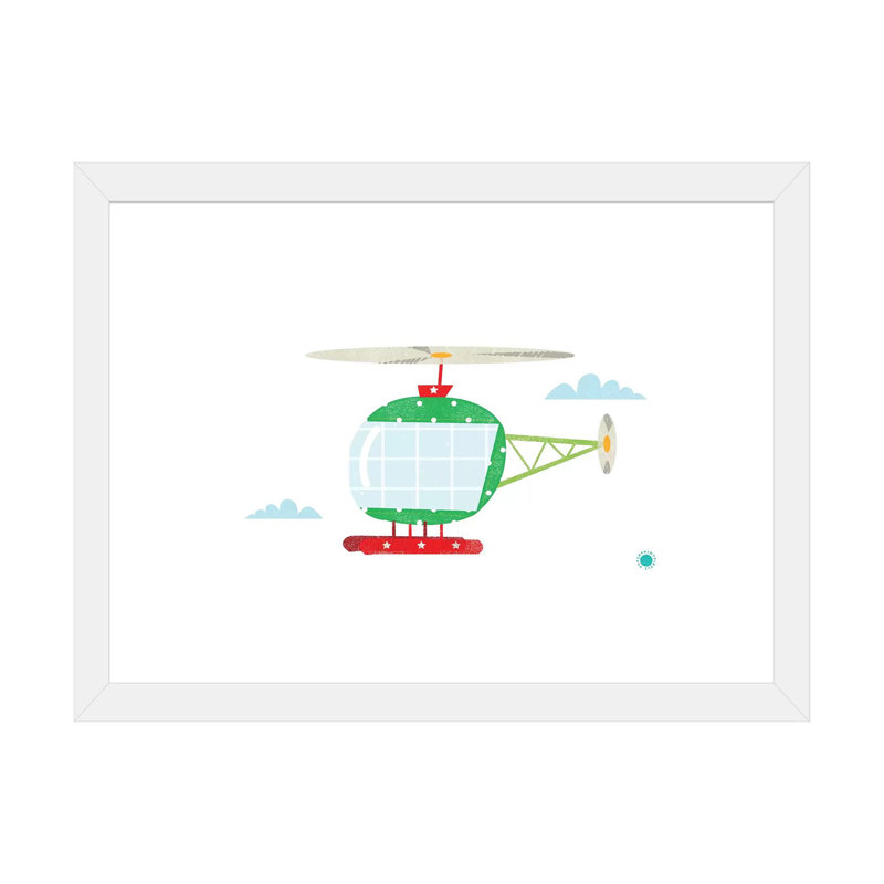 Hélicoptère - reproduction d'impression, Papier encadré blanc, H 24 po x l 32 po x P 1 po, Blanc