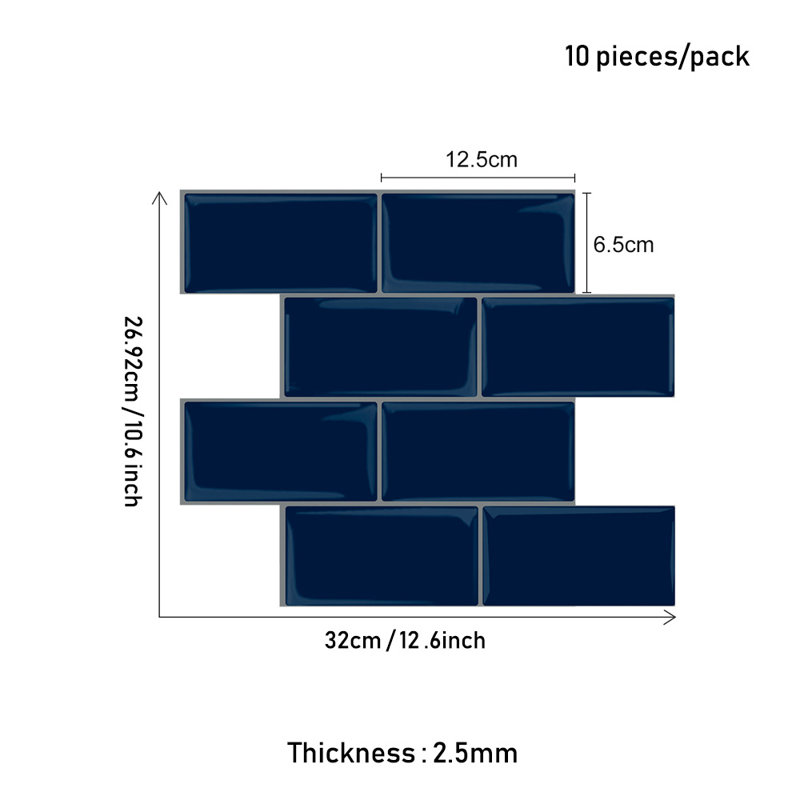 Bharati 26.92 cm x 32 cm Peel and Stick Wall Paneling ( 10-pack), Blue