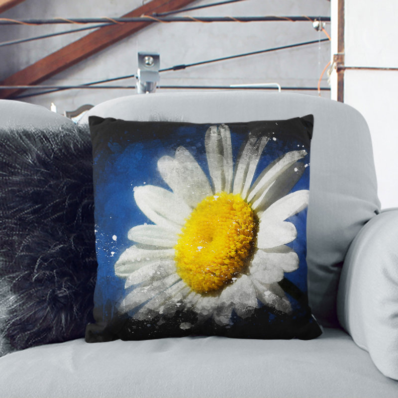 White Daisy Vol.5 Scatter Cushion, Stone, 40cm H x 40cm W x 15cm D