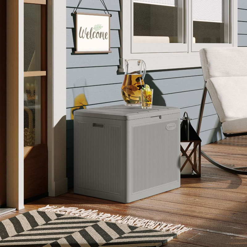 Suncast 22 Gallons Gallon Water Resistant Resin Deck Box in Dove Gray