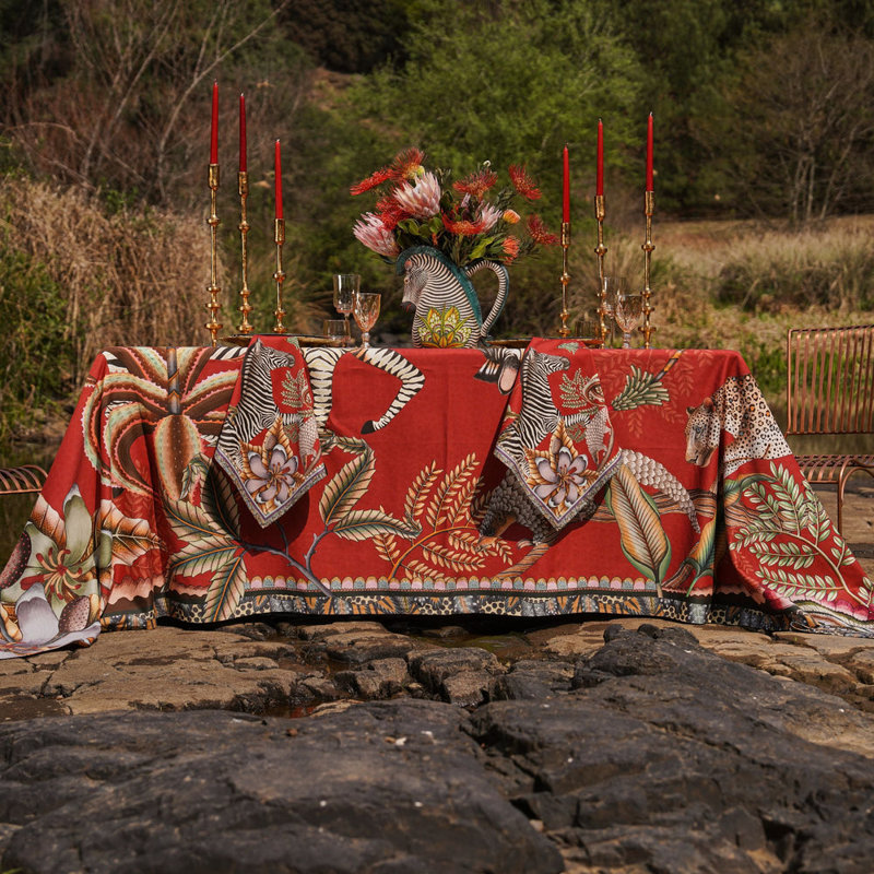 Napkins - Thanda Stripe, Royal Red
