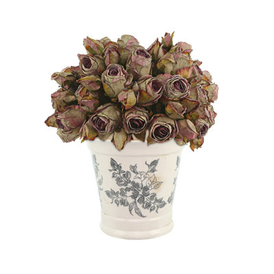 Dried Rose Bundle in Ceramic Pot
