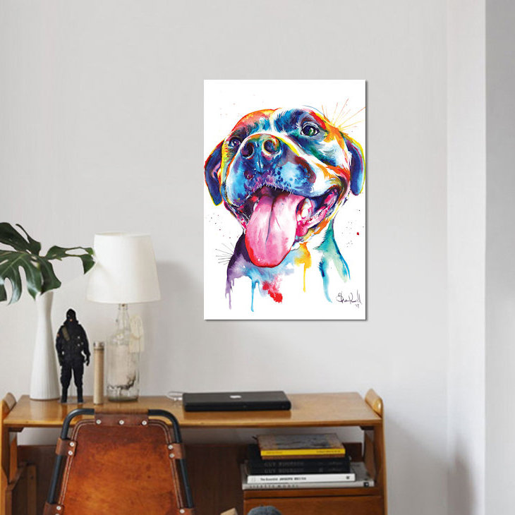 « pitbull », impression sur toile, H 40 po x l 26 po x P 1,5 po, Pas de tapis, Toile tendue