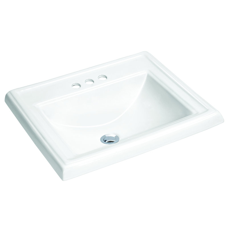 ANZZI 18.25'' White Vitreous China Rectangular Bathroom Sink with Overflow