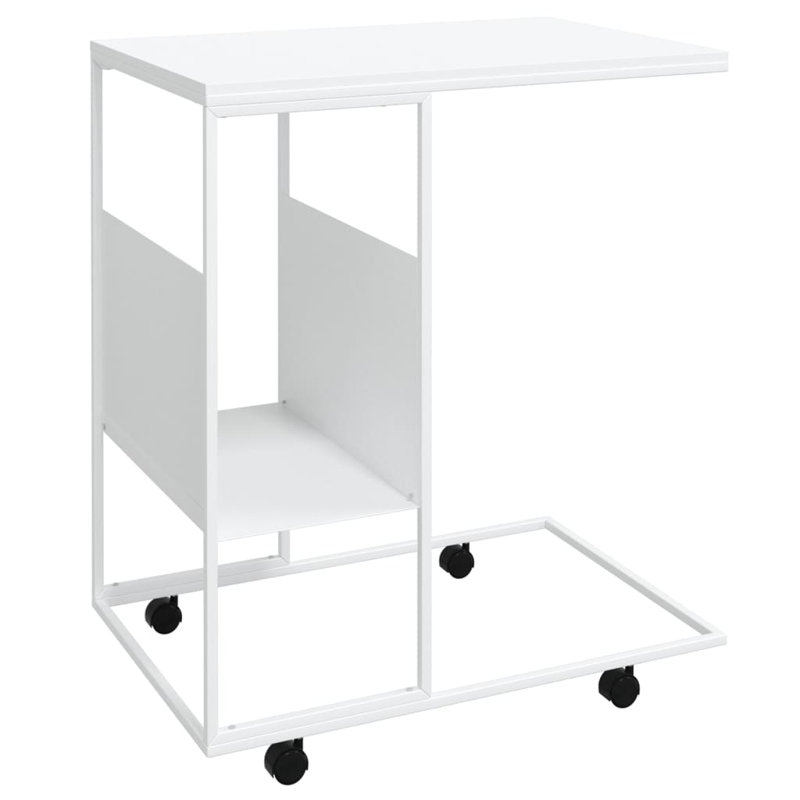 Aderita Solid Wood End Table with Storage, White, White