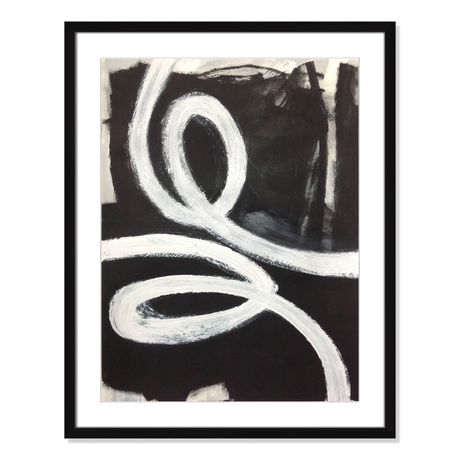 Bronte "Swirly Swirls I" Print, 29.5" H x 23.5" W x 2" D, Black Box Framed, Yes
