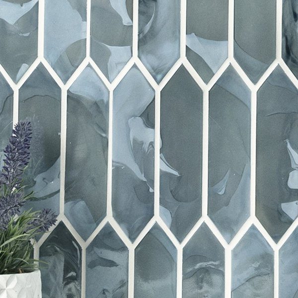 Midnight Tide Spire 10 in. x 13 in. Glossy Glass Mosaic Wall Tile