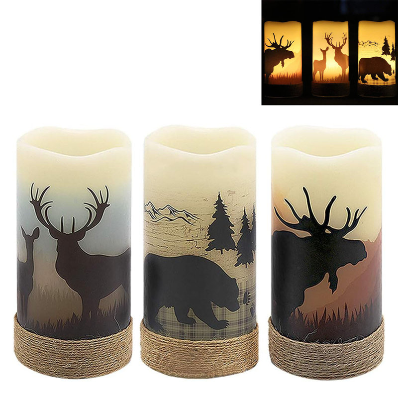 Flameless Flickering Led Candles with Hemp Rope and 6H Timer,(D3 x H6)