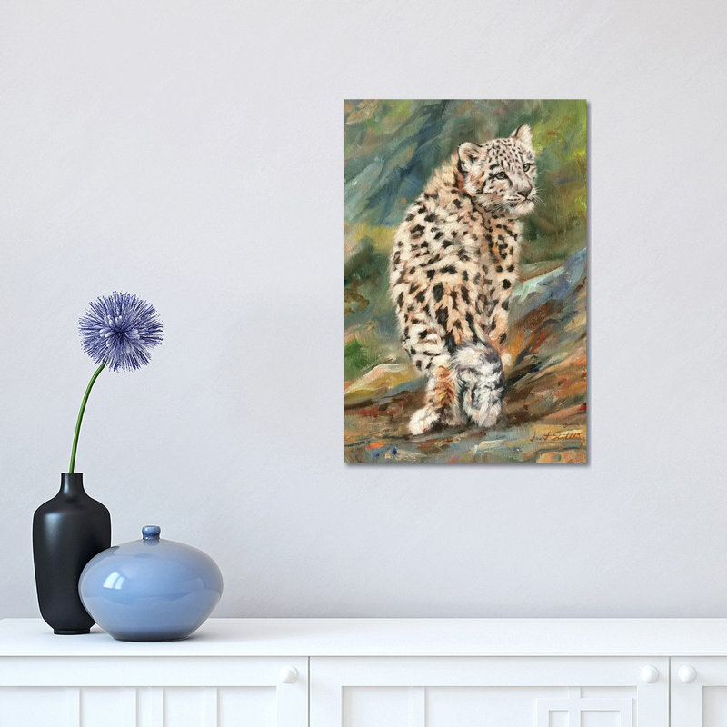 Snow Leopard Cub Looking Back 1 Piece Wrapped Canvas Painting, 30.48 cm H x 45.72 cm W
