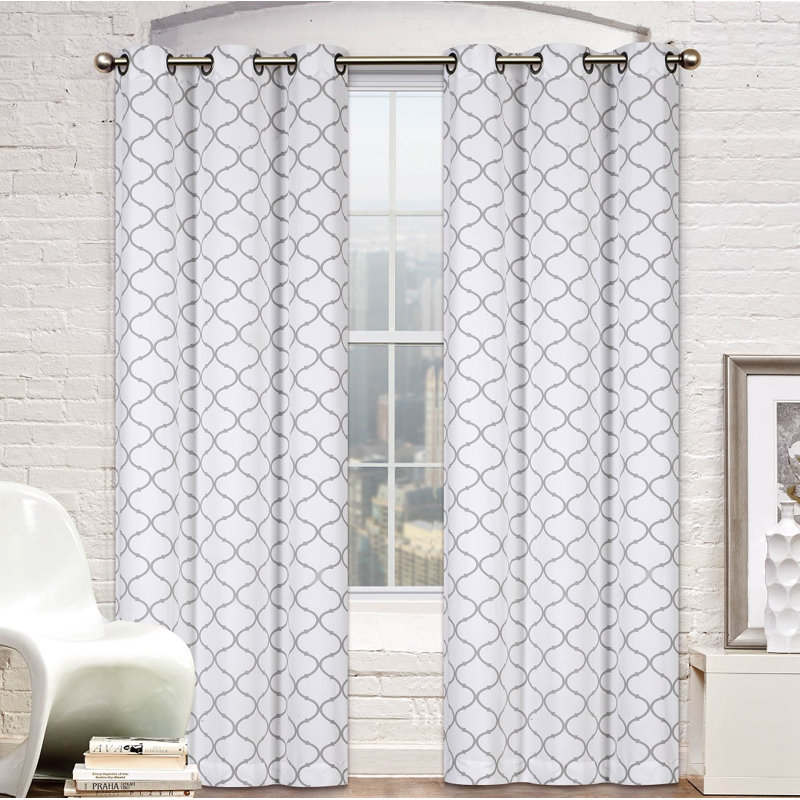 Pyne Cotton Blend Room Darkening Curtain Pair, Gray