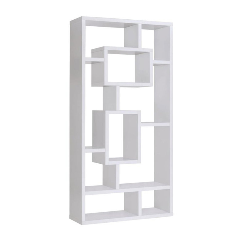 10-Shelf Rectangular Bookcase In White, White