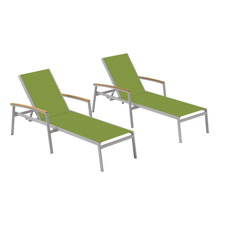 Travira Outdoor Chaise Lounge, Tekwood Natural, Go Green, Flint
