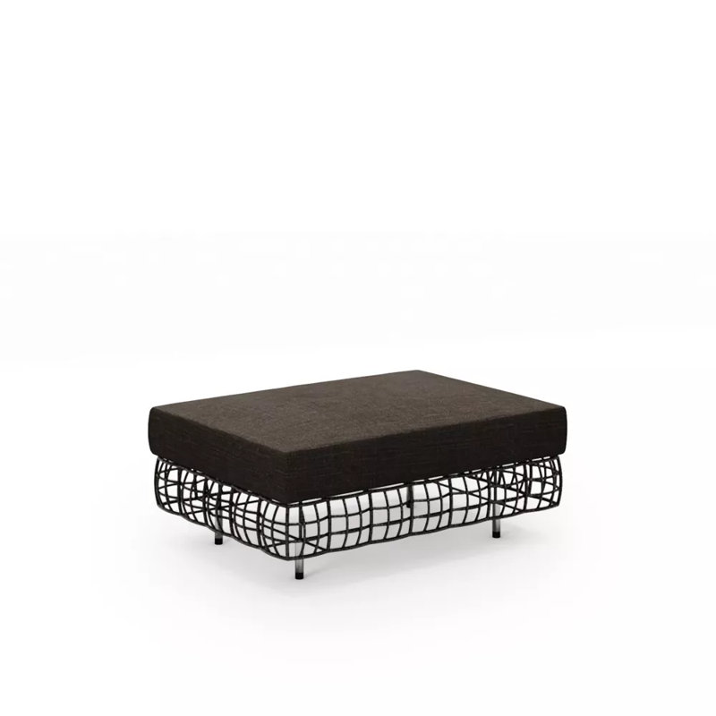 Yin & Yang Ottoman, Linen Chocolate, Brown