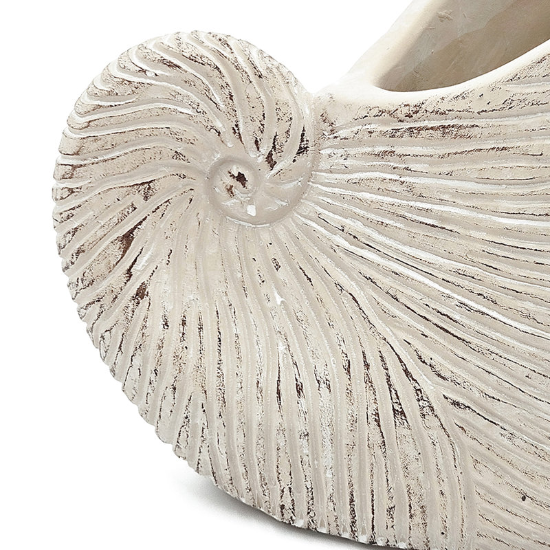 8.5X5.5X6.3 Inches Beige Finish Sand And Cement Shell Planter, Complements Industrial Home Decor Planter With Design, Textured Finish, For Plant Decoration