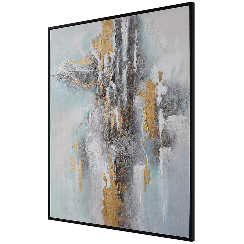 Mountain Mist Abstract Canvas with Satin Black Frame