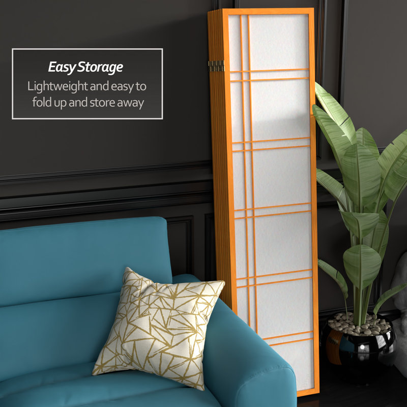 70.5" Tall Double Cross Shoji Panel Room Divider, Honey, 6 ft, 8