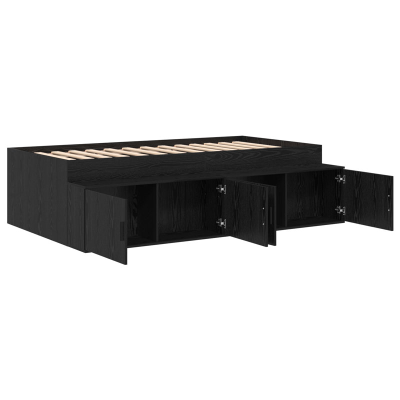 Vidaxl Storage Bed Frame, Single (3'), Black Oak