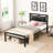 Twin Size Metal Bed - , Strong Bedroom Addition, Black Frame Strong, Silent Piece,