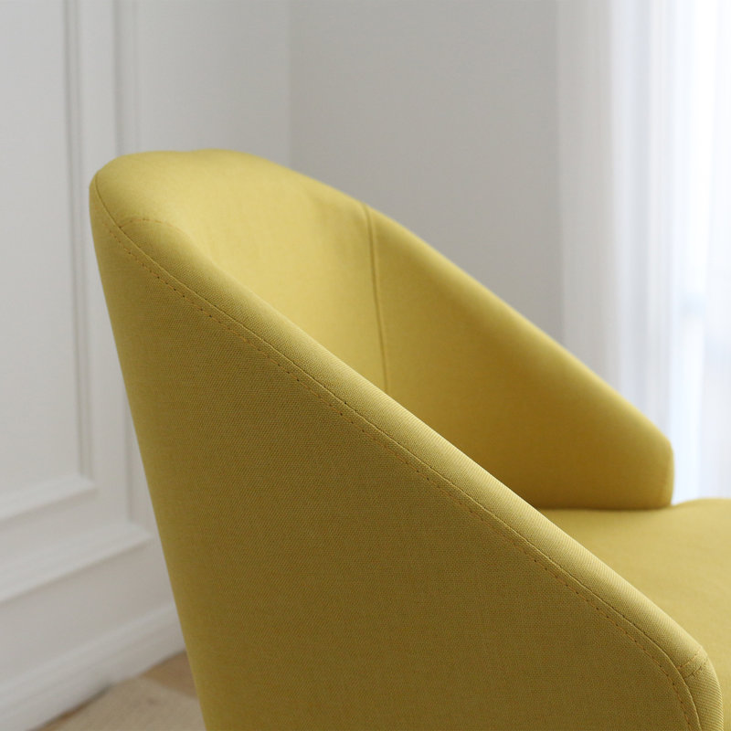 Fauteuil demi-tonneau de 22 po Emra, Mélange de lin jaune