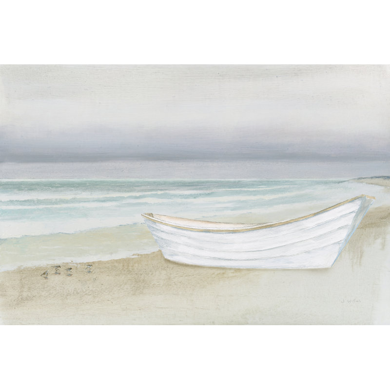 Serene Seaside With Boat by James Wiens - Wrapped Canvas Print, 30cm H x 46cm W x 3.8cm D