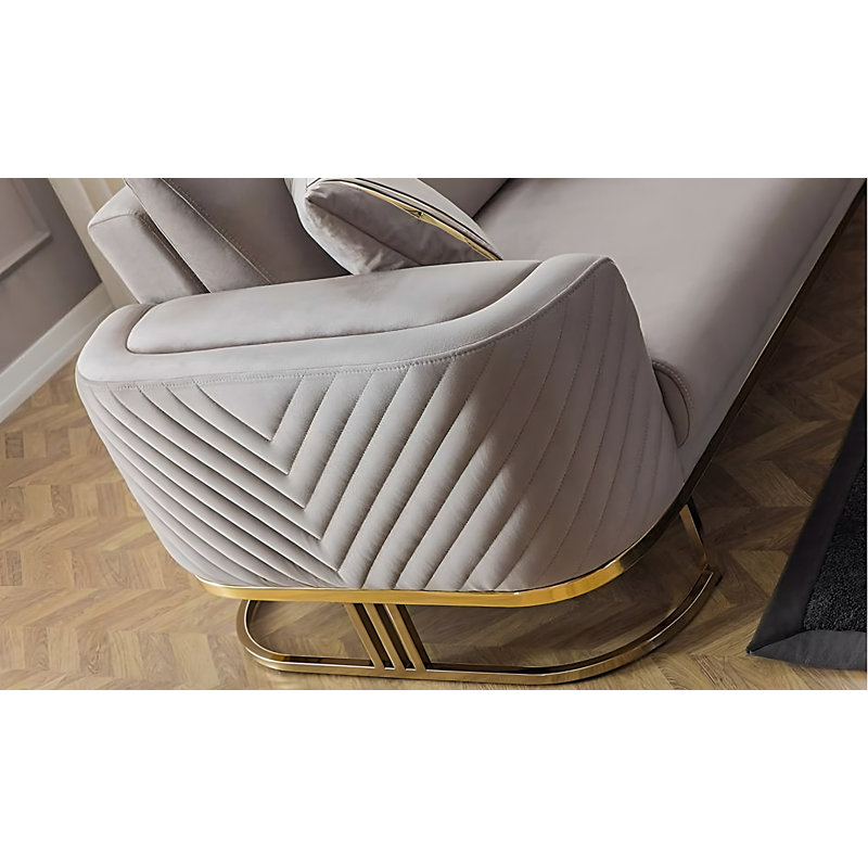 Ensemble de salon en suède véritable 3 pièces Elvina