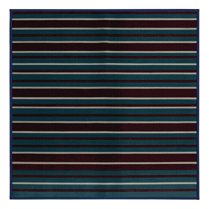 Tapis gris à rayures horizontales lavable à la machine, Carré 4 pi