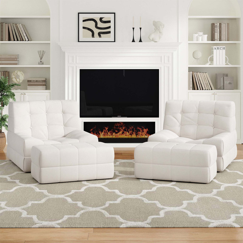 Fauteuil à billes ergonomique surdimensionné avec repose-pieds et support en mousse à mémoire de forme pour adultes.