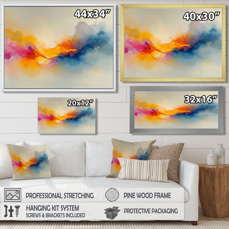 Dover rêve jaune bleu côtier vagues Turbulence III, H 28 po x l 60 po, Toile tendue, Ne s’applique pas