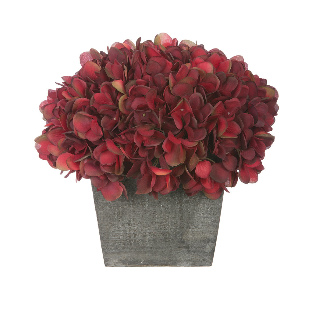 Fabric Hydrangea Arrangement in Planter August Grove® Flower 