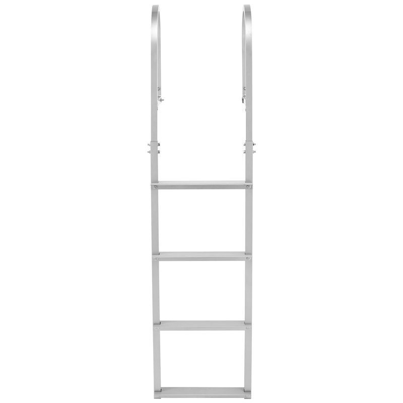 Removable Dock Ladder, 4 Steps, Aluminum Alloy Pontoon Boat Swim Ladder, with Non-Slip Wide Steps, 500 lbs Weight Capacity, Quick Release Design, for Lake Swimming, Pool, Boat, Marine Boarding