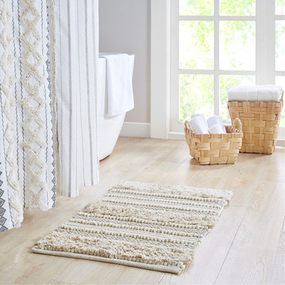 Woven Texture Stripe Bath Rug Natural 20X32