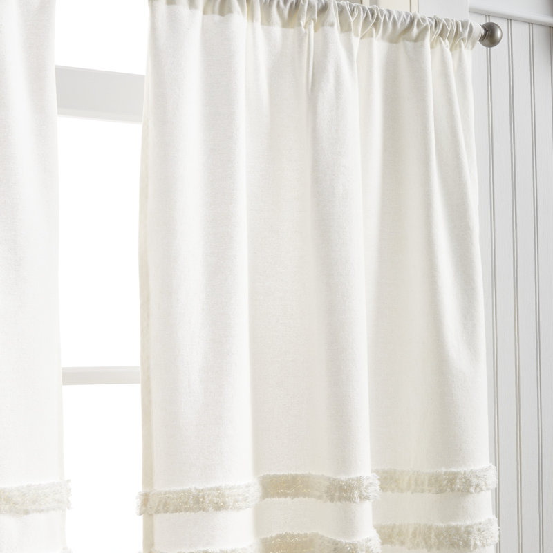 Ivory Textured Rod Pocket Valance and Tier Curtain Set